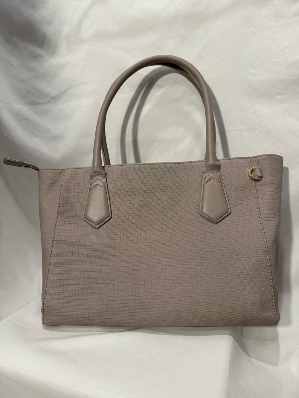 DAGNE DOVER Signature Classic Coated Canvas Tote in Taupe